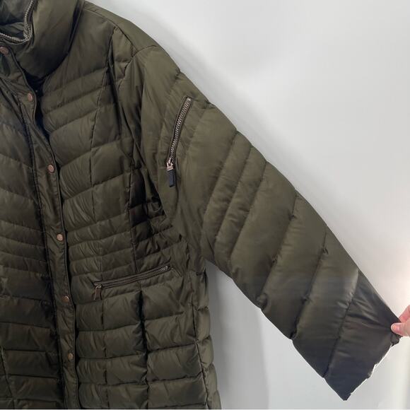 Marc New York Down Feather Quilted Puffer Long Line Jacket Army Green Size 2X - Picture 4 of 12
